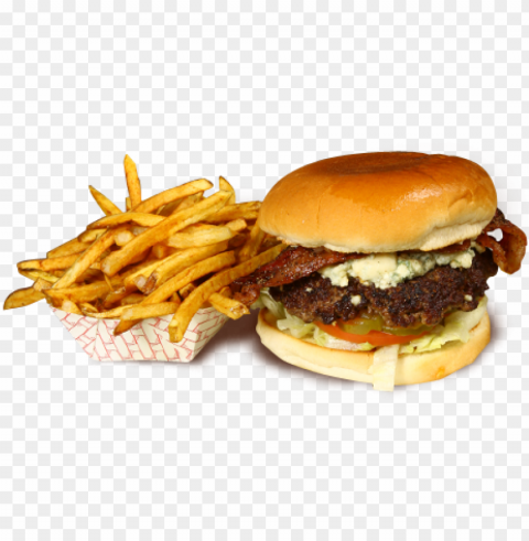 black & bleu burger - burger and fries Transparent PNG Isolated Design Element