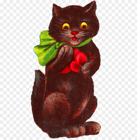 black cat valentine image downloads - vintage cat valentines PNG for blog use