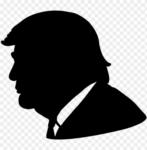 black donald trump face silhouette side view Isolated Artwork on Transparent Background