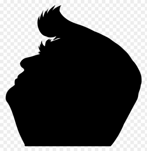 black donald trump president silhouette side view Isolated Artwork on Transparent Background PNG
