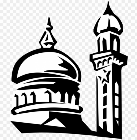 black drawing islamic mosque masjid icon Isolated Character in Clear Background PNG