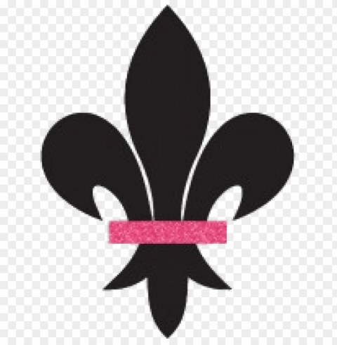 black fleur de lis with pink detail Transparent Background Isolated PNG Design Element