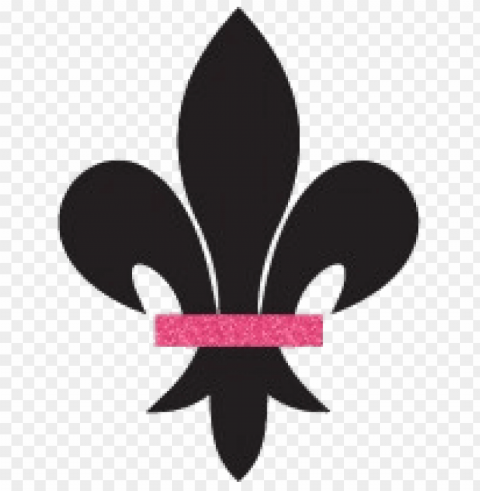 Black Fleur De Lis With Pink Detail Transparent Background Isolated PNG Design Element