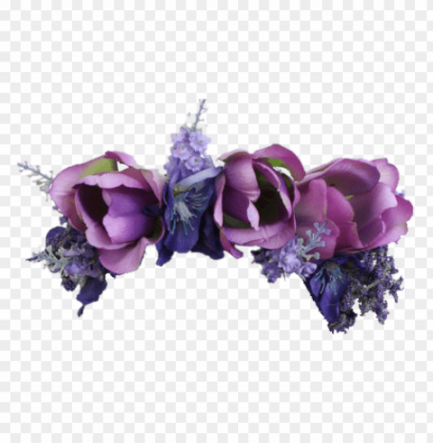 black flower crown transparent PNG with clear overlay