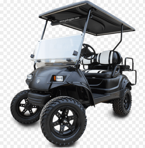 black golf buggies cart car vehicle two seater Isolated Character in Clear Transparent PNG