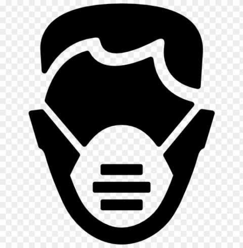 black icon dust surgical pollution respirator mask Isolated Character on Transparent Background PNG
