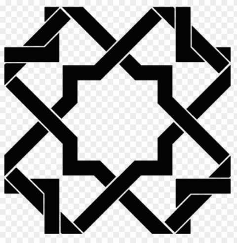 black islamic arabic geometric pattern icon Isolated Character with Clear Background PNG