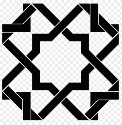 Black Islamic Arabic Geometric Pattern Icon Isolated Character With Clear Background PNG