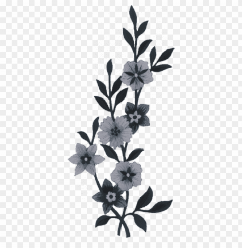 black large flower - flower embroidery black and white Transparent PNG Graphic with Isolated Object