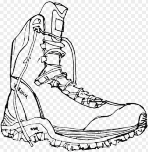 black line drawing of a hiking boot - hiking boot Isolated Design Element in PNG Format PNG transparent with Clear Background ID e926cd1d