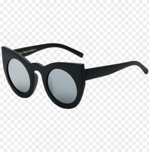 black mirrored cat eye sunglasses PNG Image with Isolated Artwork