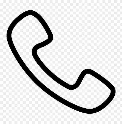 black outline phone telephone icon Isolated Design Element on PNG