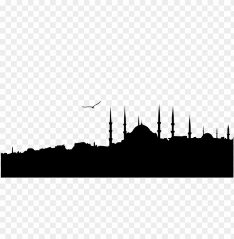 black ramadan mosque islamic castle silhouette Isolated Element in Clear Transparent PNG