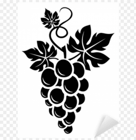 black silhouette of grapes - grapes wine vinyl sticker wall art black Clear pics PNG