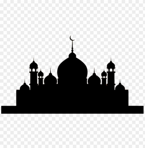 black silhouette of islamic masjid mosque Isolated Element in Transparent PNG PNG transparent with Clear Background ID 762a92fc