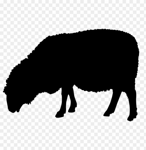 black silhouette of sheep eating grass Isolated Element on HighQuality PNG