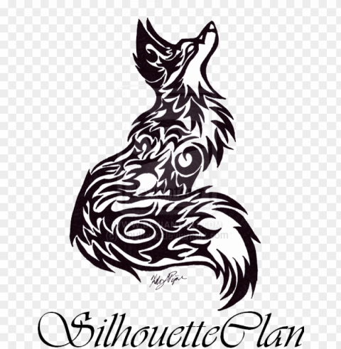 black tribal fox tattoo stencil by piper - Тату Лиса Черная PNG for educational projects