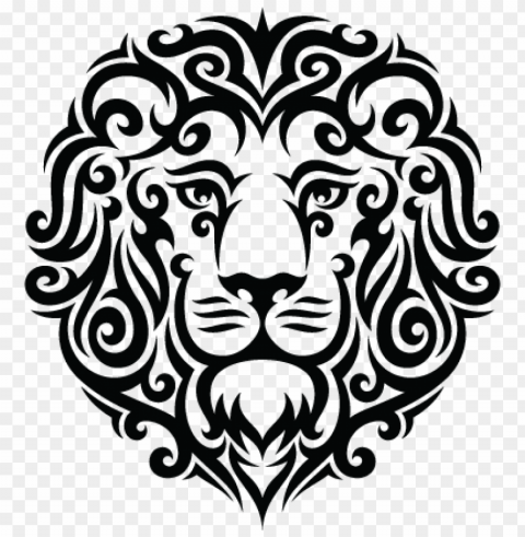 black tribal leo lion tattoo Isolated Graphic in Transparent PNG Format