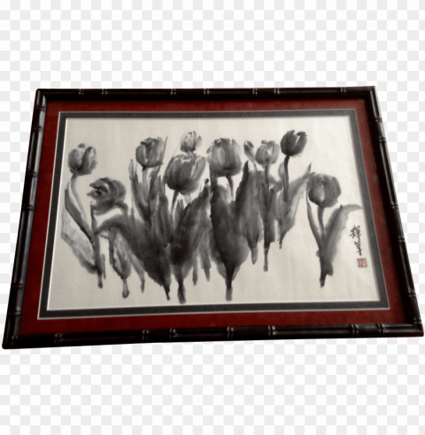 black tulip flowers watercolor painting works on paper - watercolor painti PNG for digital design