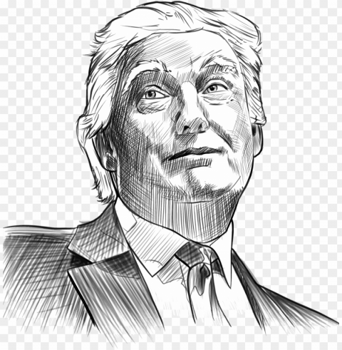 black & white donald trump portrait drawing Isolated Artwork in HighResolution Transparent PNG
