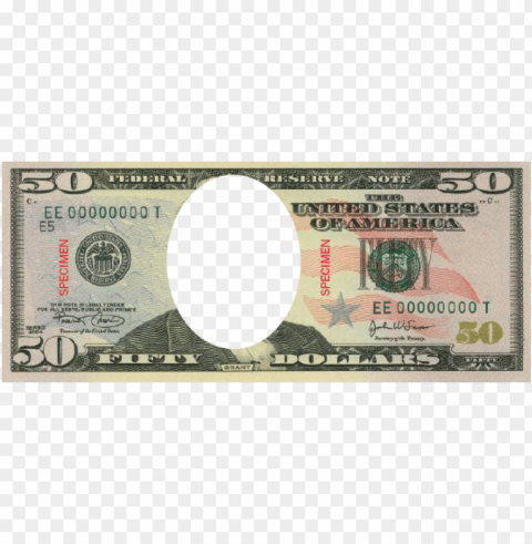 blank 50 dollar bill template - president is on money Isolated Design Element in HighQuality Transparent PNG