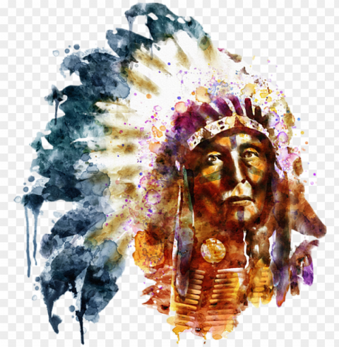bleed area may not be visible - american indian watercolor paintings PNG transparent images for websites