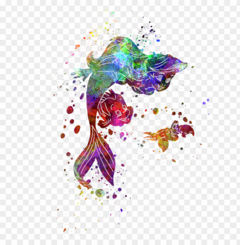 bleed area may not be visible - little mermaid watercolor Isolated Item in HighQuality Transparent PNG