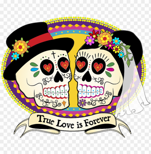 bleed area may not be visible - sugar skull wedding clip art PNG for t-shirt designs