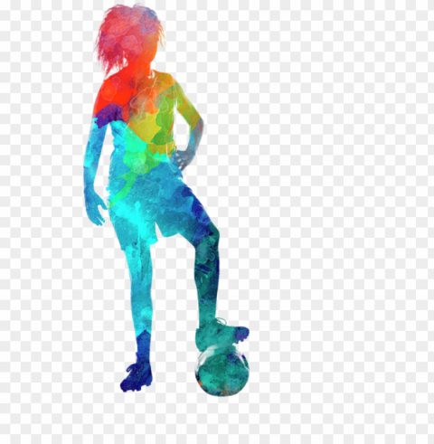 bleed area may not be visible - woman soccer player 10 in watercolor Isolated PNG Graphic with Transparency