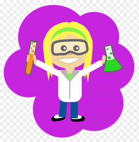 blond science girl PNG Isolated Illustration with Clear Background