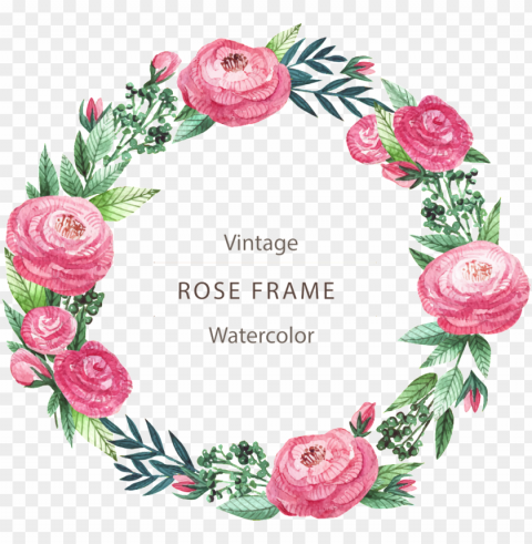 blooming beautiful flowers hand painted garland decorative - floral frame High-definition transparent PNG