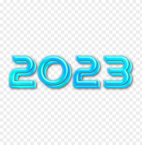 blue 2023 glossy text logo photo Clear Background PNG Isolated Illustration