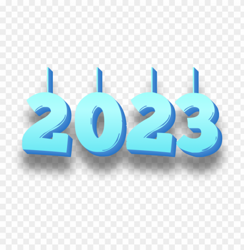 blue 2023 text 3d hanging handwriting Clear Background PNG Isolated Item
