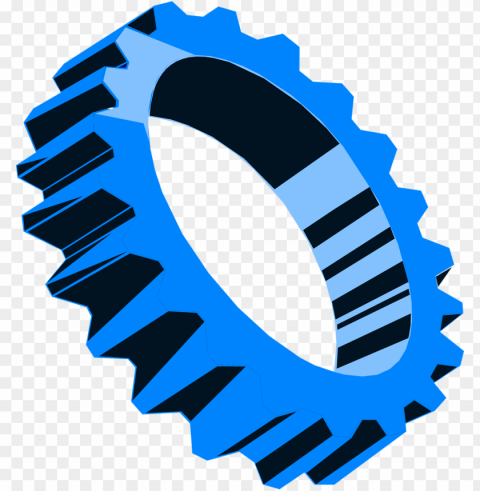 blue 3d gear wheel machine Isolated Graphic on HighQuality Transparent PNG