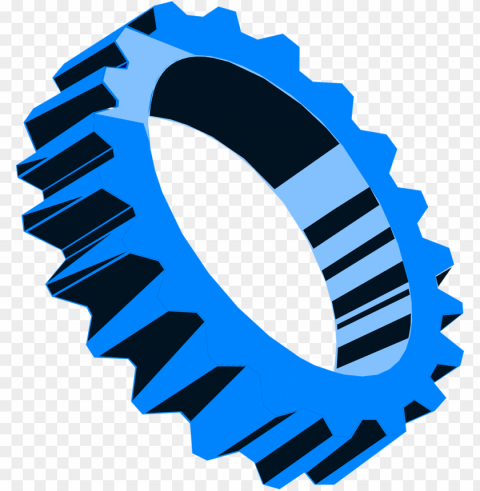 Blue 3d Gear Wheel Machine Isolated Graphic On HighQuality Transparent PNG