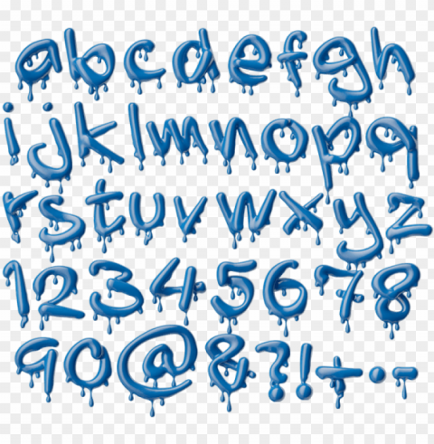 blue 3d liquid melting font - typeface PNG images free