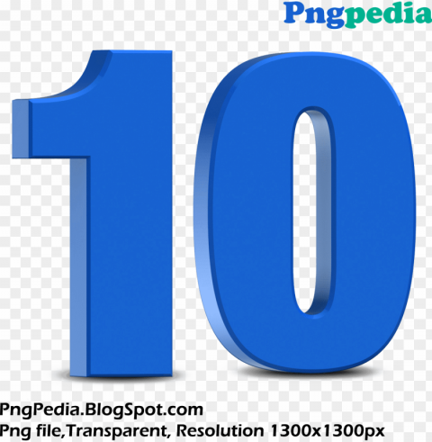 blue 3d numbers set 10 ten - blue number 10 3d Isolated Subject in Transparent PNG