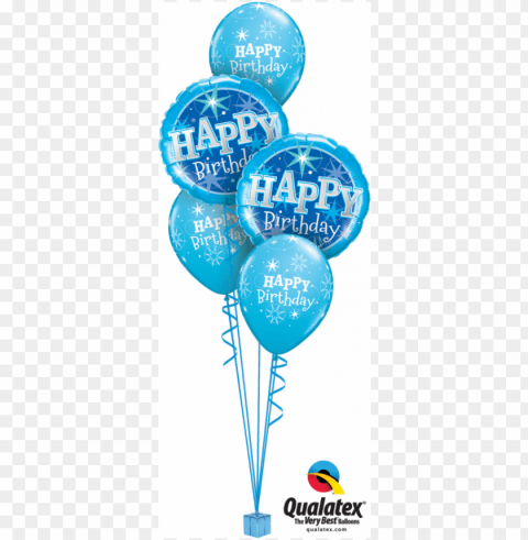 blue birthday classic balloon bouquet birthday party - happy 13th birthday balloons HighResolution Isolated PNG with Transparency