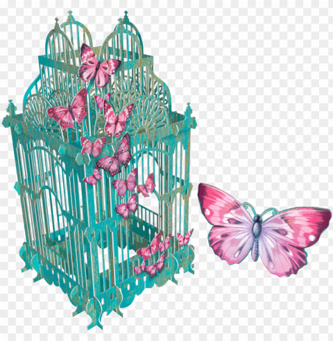 blue butterfly cage Isolated Design Element in Clear Transparent PNG PNG transparent with Clear Background ID 48427a93