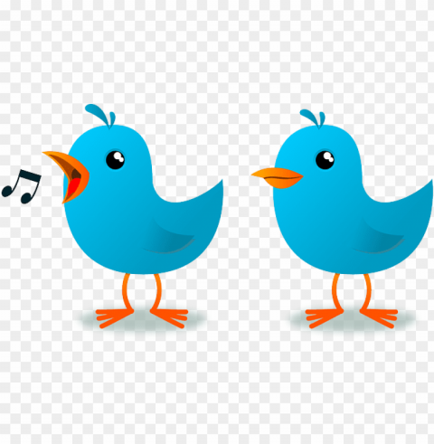 blue cartoon birds vector symbol twitter free psd - 2 little dicky birds clipart Transparent Background Isolation of PNG