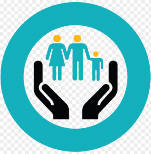 blue circle with hands holding a family - social work clip art PNG images with no attribution