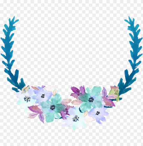 blue clip art - watercolor flower frame Isolated Design Element in Clear Transparent PNG PNG transparent with Clear Background ID 998190c5