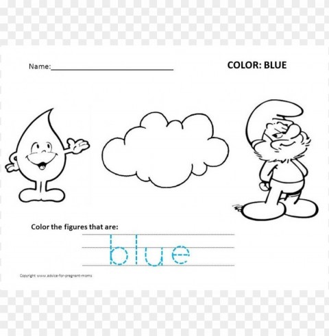blue color pages preschool coloring HighQuality Transparent PNG Isolated Object