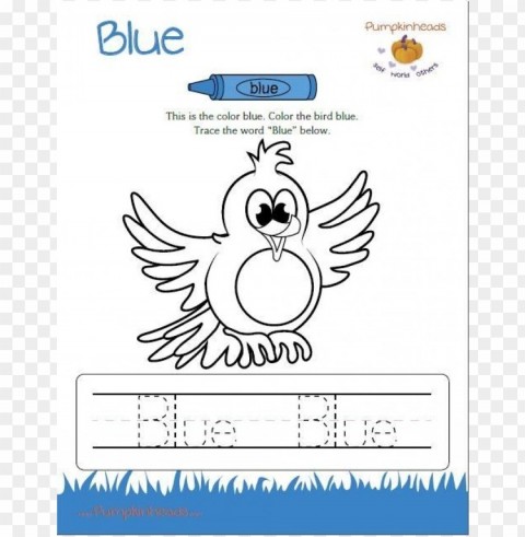 blue color pages preschool coloring Isolated Character in Clear Background PNG