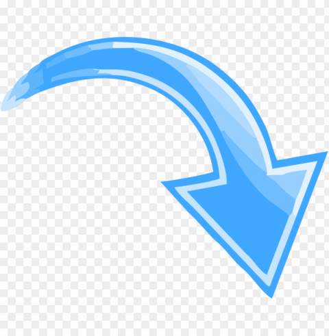 blue curved arrow pointing down right - arrow pointing down right Isolated Design in Transparent Background PNG
