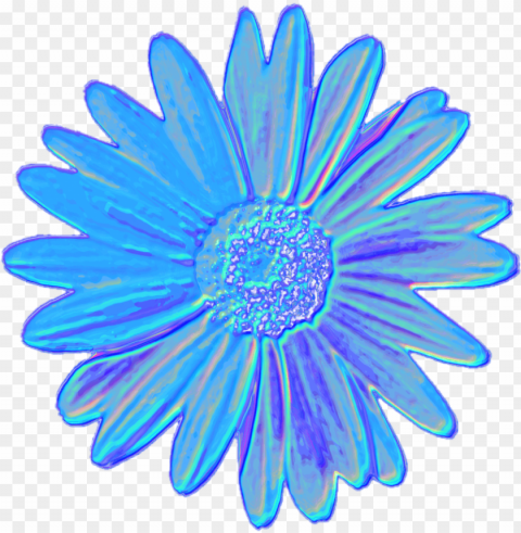 blue daisy flower tumblr aesthetic vaporwave iridescent - blue aesthetic tumblr transparent PNG without background