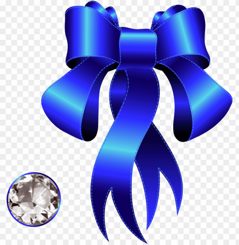 blue decorative bow with diamond clipart - blue bow clip art PNG no background free