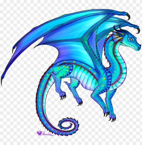 blue drawing fire vector free - wings of fire seawing rainwing hybrid Isolated Element with Clear PNG Background