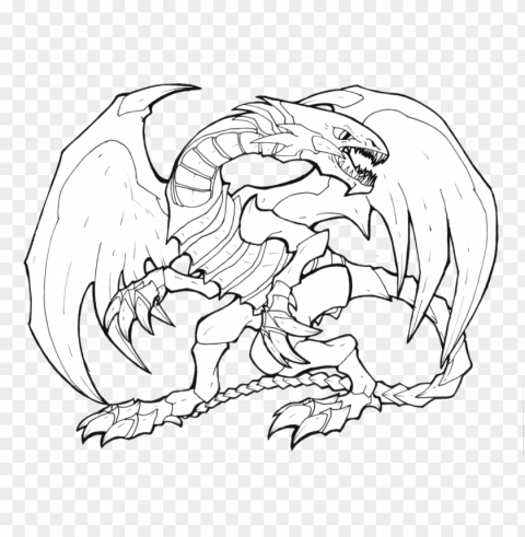 blue eyes white dragon line art ClearCut Background PNG Isolated Element