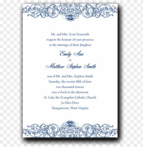 blue filigree - wedding invitatio PNG clipart with transparent background